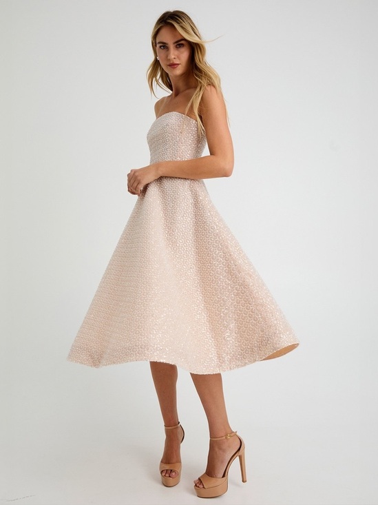 Helsi Dresses & Skirts - Helsi Vivi Strapless Beaded Midi Sheath Midi Dress in Ivory White  Size XS NWT